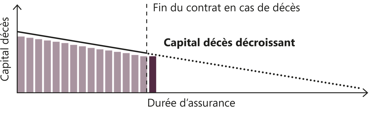 Graphique de la prestation de décès décroissant